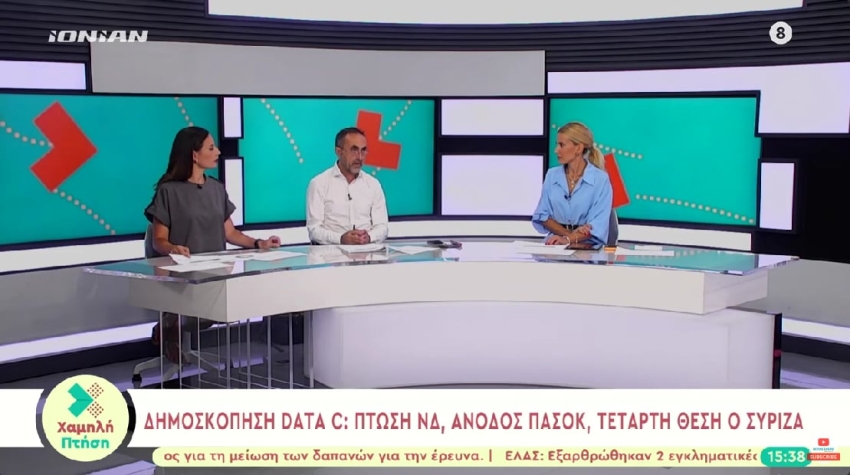 Ionian Tv - Δημοσκόπηση DATA C: Πτώση ΝΔ, άνοδος ΠΑΣΟΚ, τέταρτη θέση ο ΣΥΡΙΖΑ(video)