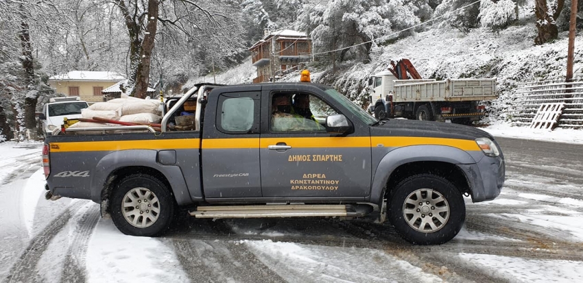 Σε ετοιμότητα ενόψει προγνώσεων χιονοπτώσεων στα ορεινά του Δήμου Σπάρτης